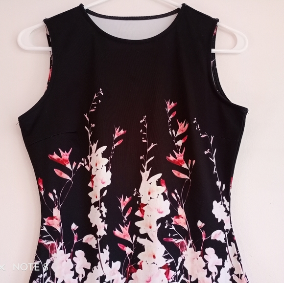 Floral summer dress black sleeveless dress XS - Picture 3 of 6